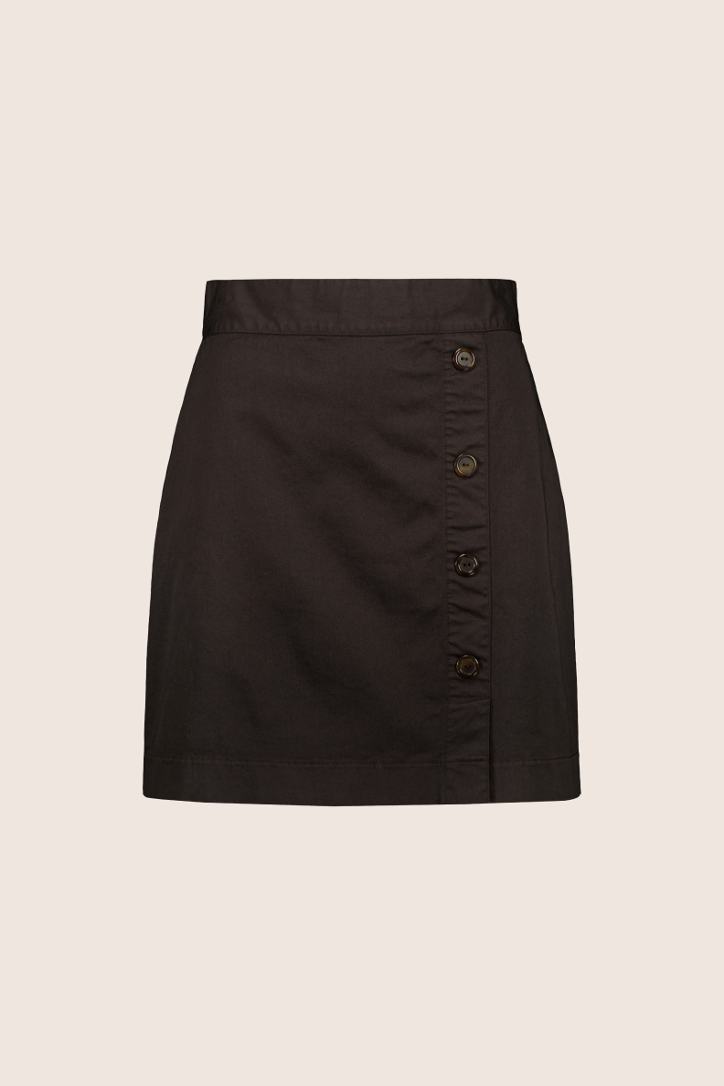 Button Mini Skirt, Mocha