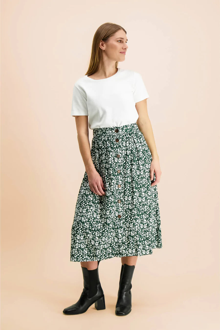Button Skirt, Frosty Floral